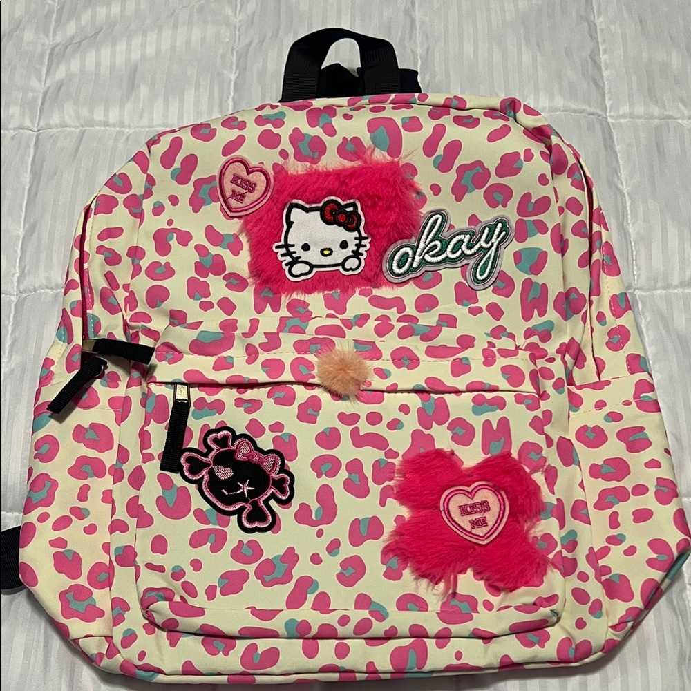 Kiss Pink and Cream Kids Backpack
